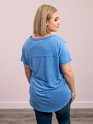 Stevie Scoop Neck Pocket Tee | Ultramarine