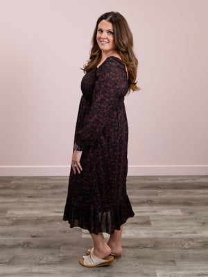 RD Style | Harper Smocked Bodice LONG Dress | Wine