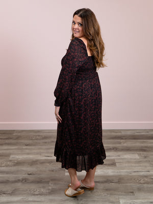 RD Style | Harper Smocked Bodice LONG Dress | Wine