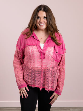 Leanne Crochet Detail Top | Fuchsia