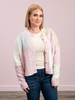 Perry Colourblock Knit Cardigan | Pink