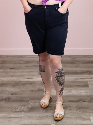 Judy Blue | Hi Waist | NAVY Tummy Control Bermuda Short | Bundy