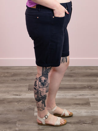 Judy Blue | Hi Waist | NAVY Tummy Control Bermuda Short | Bundy