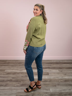 *NEW* Esme Floral Sweater | Olive & Pink