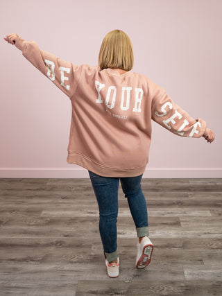 Be Yourself Oversized Sweatshirt | Dusty Pink