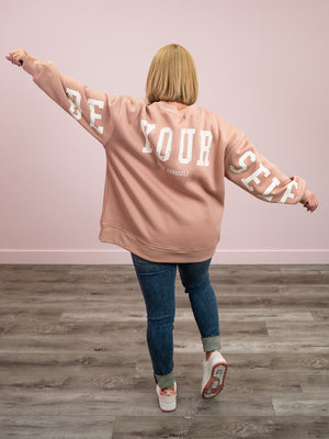 *NEW* Be Yourself Oversized Sweatshirt | Dusty Pink