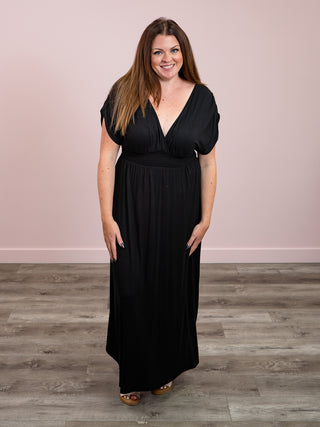 Blind Date Smocked Maxi Dress | Black