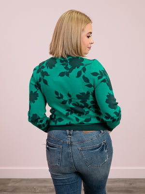 Dahlia Floral Sweater | Green