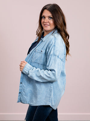 *NEW* Washed Chambray Top | Light Indigo