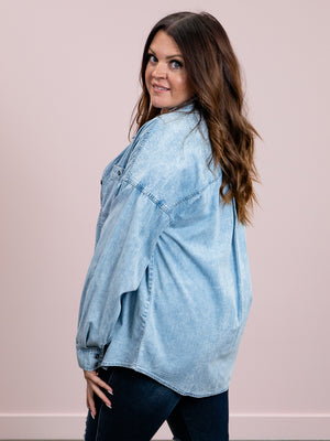 *NEW* Washed Chambray Top | Light Indigo