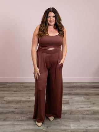 *FINAL SALE* Nadia Tank Jumpsuit | Rust Brown