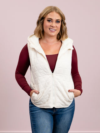 Crystal Quilted Vest | Ivory