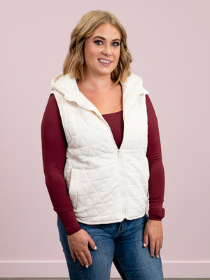 *NEW* Crystal Quilted Vest | Ivory