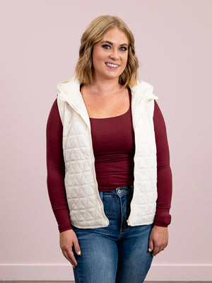 *NEW* Crystal Quilted Vest | Ivory