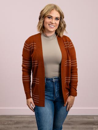 Lainey Striped Cardigan | Brown