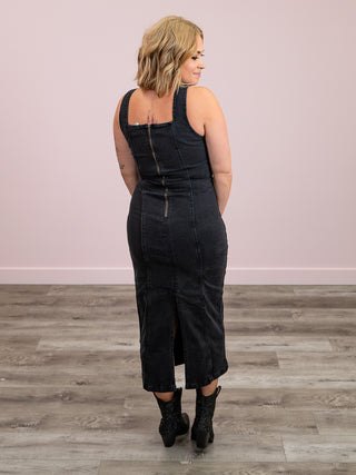 DEX | Best Of My Love Denim Midi Dress | Black Wash