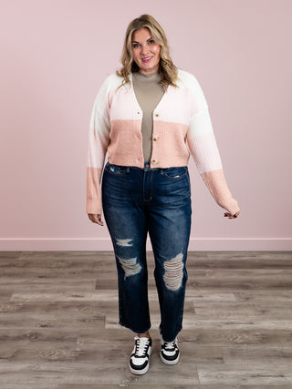 *FINAL SALE* Katy Colourblock V-Neck Cardigan | Pink