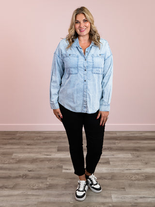 Washed Chambray Top | Light Indigo