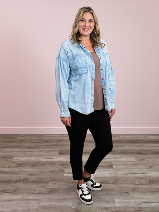 Washed Chambray Top | Light Indigo