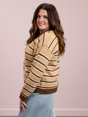 *NEW* Starry Night Stripe Top | Brown Stripe