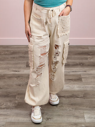 *FINAL SALE* Harvest Moon Patch Pants | Oat Milk