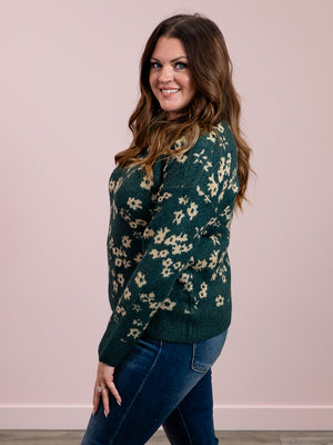 *NEW* Roberta Floral Sweater | Green & Taupe