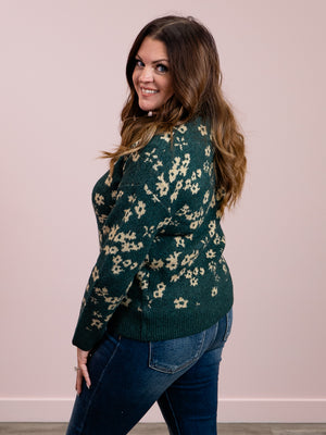 *NEW* Roberta Floral Sweater | Green & Taupe