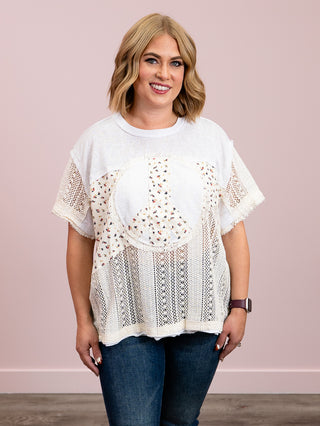 Peaceful Golden Hour Crochet Top | Ivory Multi