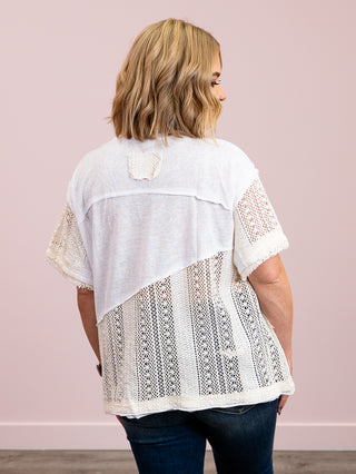 Peaceful Golden Hour Crochet Top | Ivory Multi