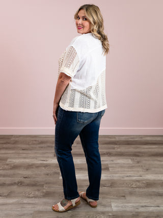 Peaceful Golden Hour Crochet Top | Ivory Multi