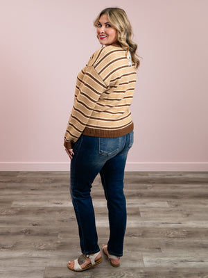 *NEW* Starry Night Stripe Top | Brown Stripe