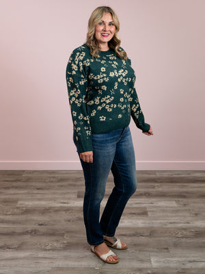 *NEW* Roberta Floral Sweater | Green & Taupe