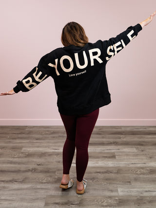 Be Yourself Oversized Sweatshirt | Black