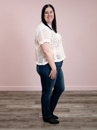 Peaceful Golden Hour Crochet Top | Ivory Multi