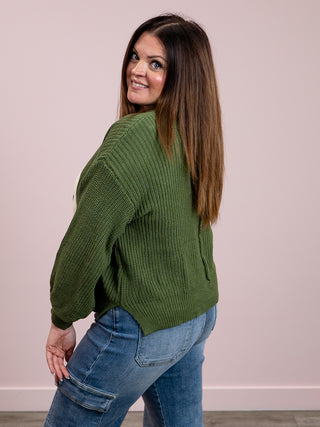 *FINAL SALE* Peaceful Balloon Sleeve Sweater | Olive