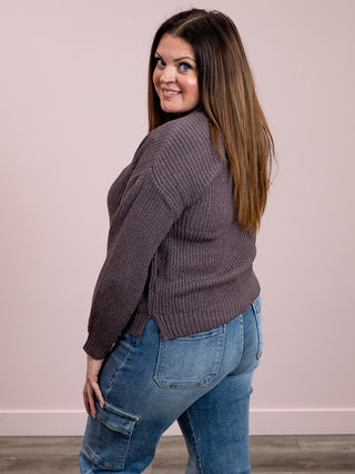 *FINAL SALE* Shine On Mock Neck Sweater | Plum