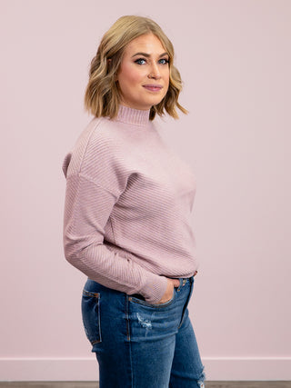 Love Struck Mock Neck Sweater | Heather Blush