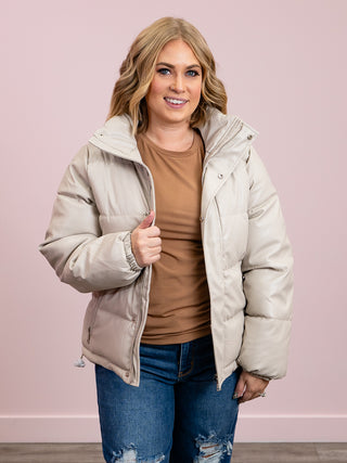 DEX | Kennedy Faux Leather Puffer | Beige