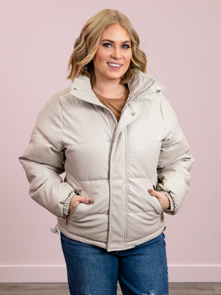 DEX | Kennedy Faux Leather Puffer | Beige