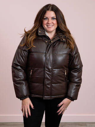 *FINAL SALE* DEX | Kennedy Faux Leather Puffer | Espresso