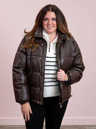 *FINAL SALE* DEX | Kennedy Faux Leather Puffer | Espresso