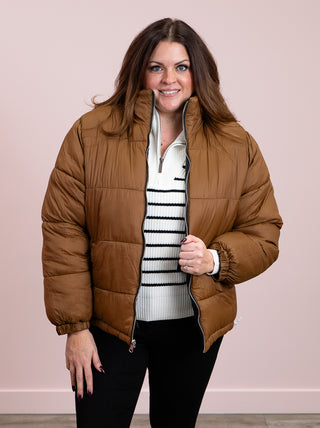 *NEW* DEX | Myla Reversible Puffer | Black & Caramel