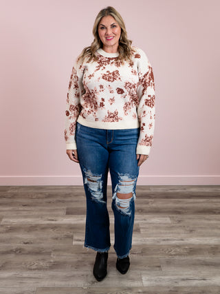 Barbara Floral Sweater | Cream & Rose