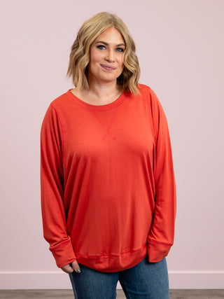 *FINAL SALE* Melissa LONG Sleeve Sweatshirt | Apricot