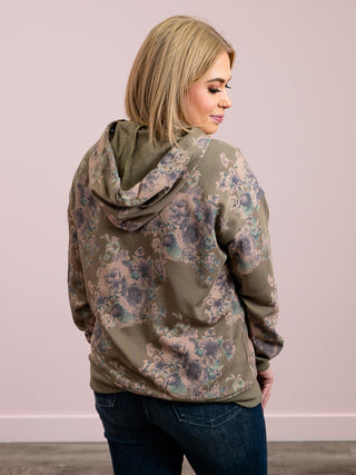 Autumn Joy Floral Hoodie | Olive