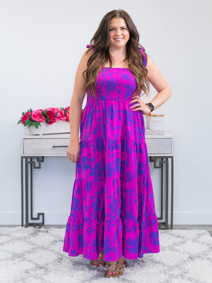 Serena Smocked Tiered Dress | Fuchsia