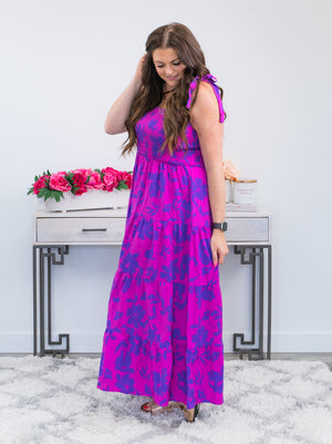 Serena Smocked Tiered Dress | Fuchsia