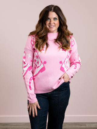 Courtney Cowboy Sweater | Pink