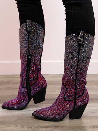 Riviera Rhinestone Tall Boot | Purple Multi