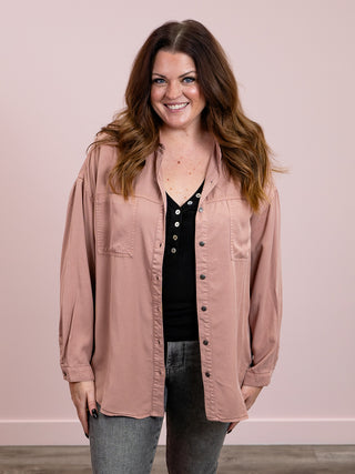 *FINAL SALE* Risen | Frankie Oversized Tencel Shirt | Mauve